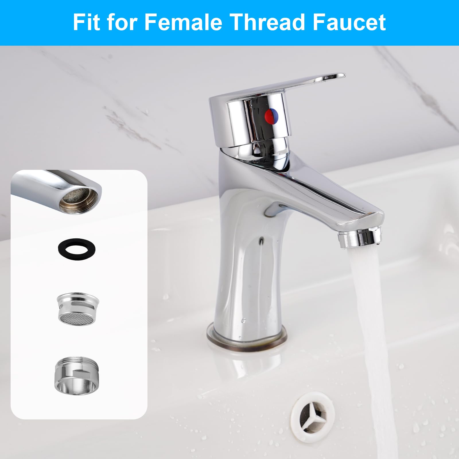 iFealClear 4 aireadores de grifo, filtro de grifo aireador de fregadero de cocina con carcasa de latón macizo, rosca macho de 15/16 pulgadas, aireador de grifo con junta para cocina y baño, cromado