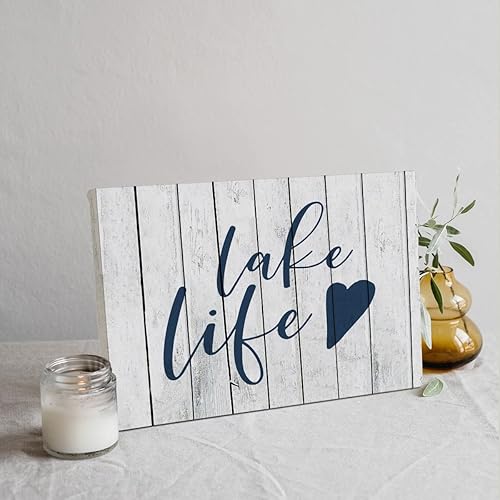 Miniatura 2 de Tizzer Lake House Decor - Lienzo decorativo para pared, decoración de lago para el hogar, lago, casa, porche, dormitorio, sala de estar, 11 x 14