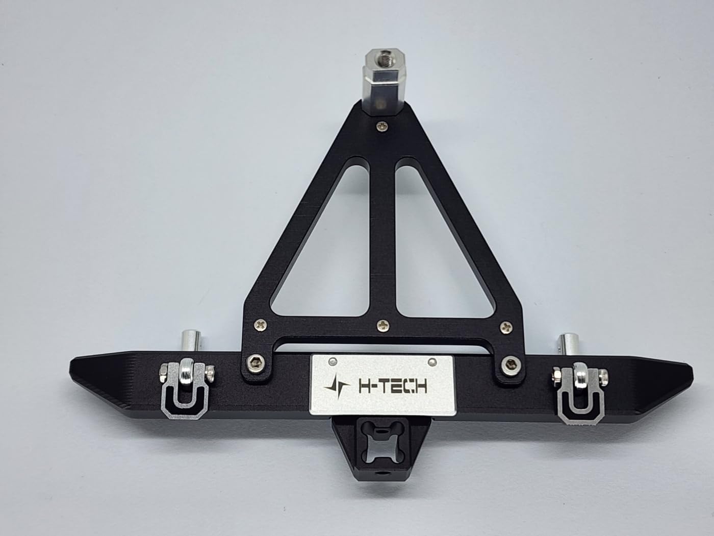 H-TECH RC CNC Aluminum Metal Rear Bumpe for Axial SCX10 III Jeep CJ-7 [AXI03008T2, AXI03008T1] 1/10 RC Body Upgrade (Rear Bumper+Spare Tire Carrier), Black