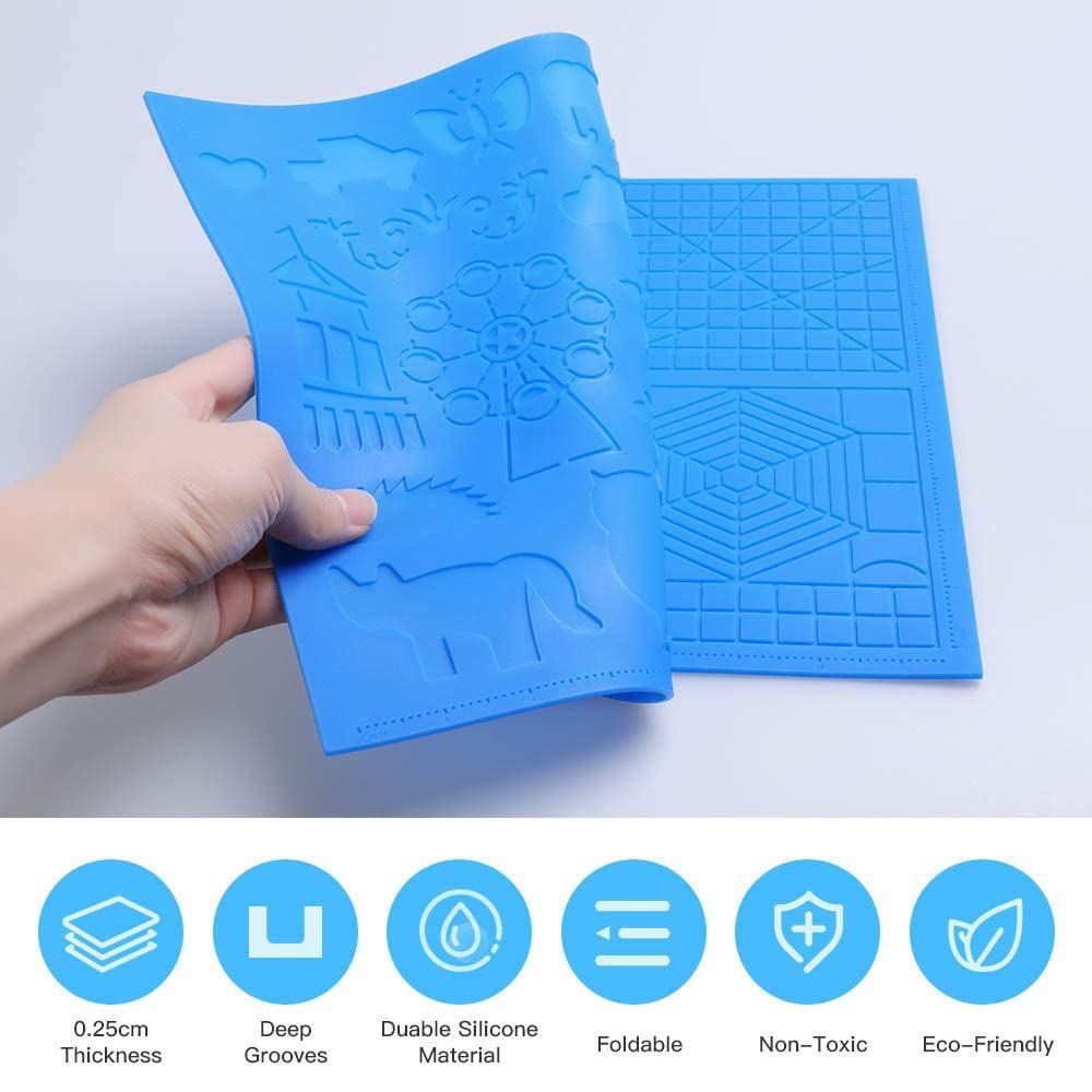 Pad in silicone 3D, con stampa 3D, 41,5 x 27,5 cm, con 2 custodie protettive per dita per Anf?nger