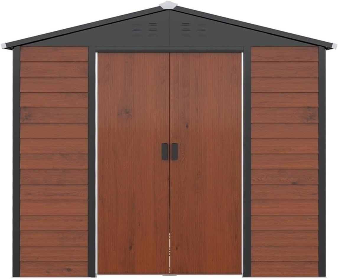 Garden Sheds Outdoor Storage Shed, Galvanized Steel Metal Garden Shed with Double Sliding Lockable Door, Waterproof Tool Shed Outdoor Storage Sheds