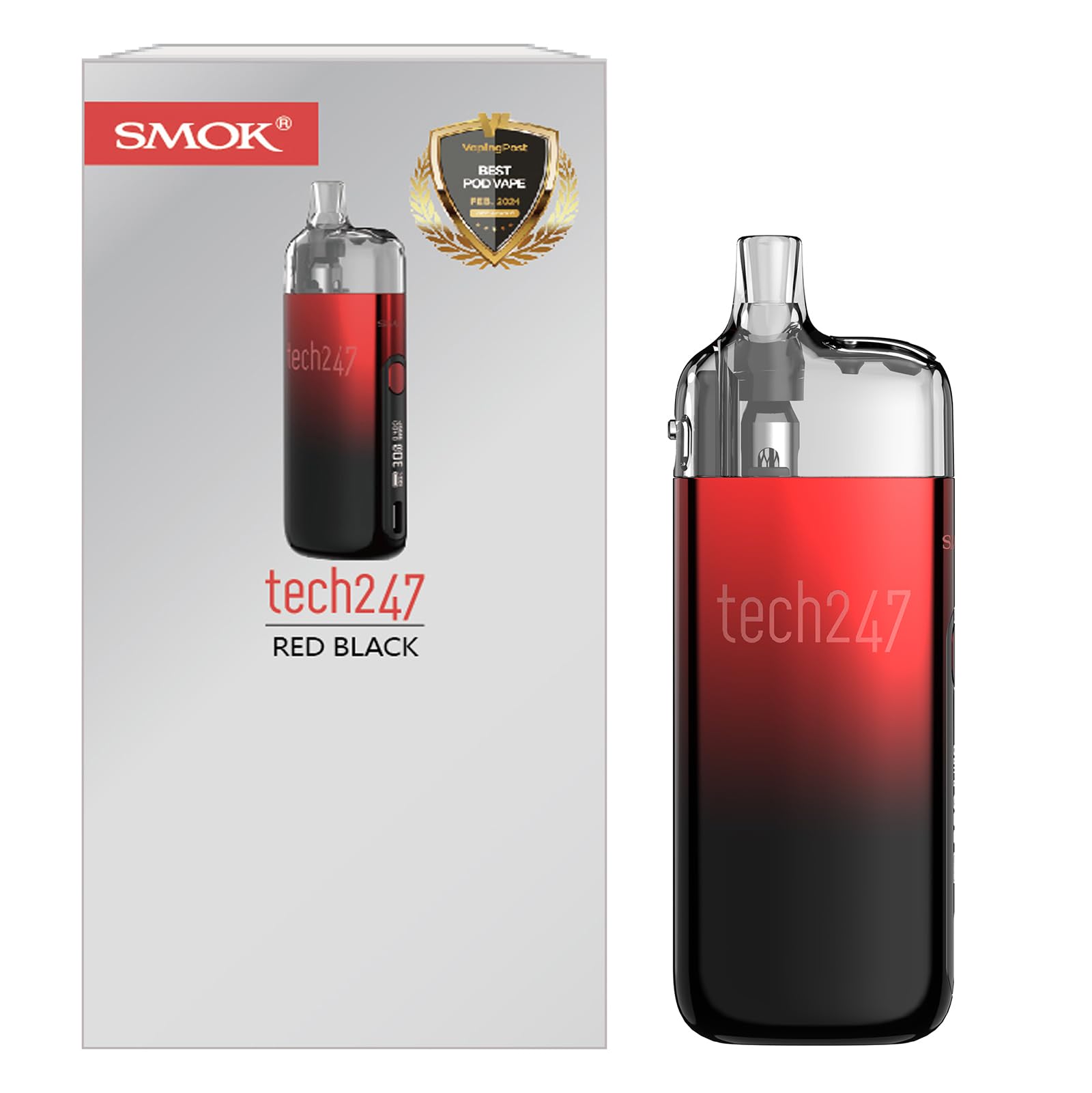 Kit Pod SMOK Tech247 1800mAh puissance 30W airflow suprieur pod visible  4ml compatible avec M-Coil puce IQ cran OLED 0,69" charge rapide Type-C cigarette  lectronique sans nicotine Rouge noir : Amazon.fr: High-Tech