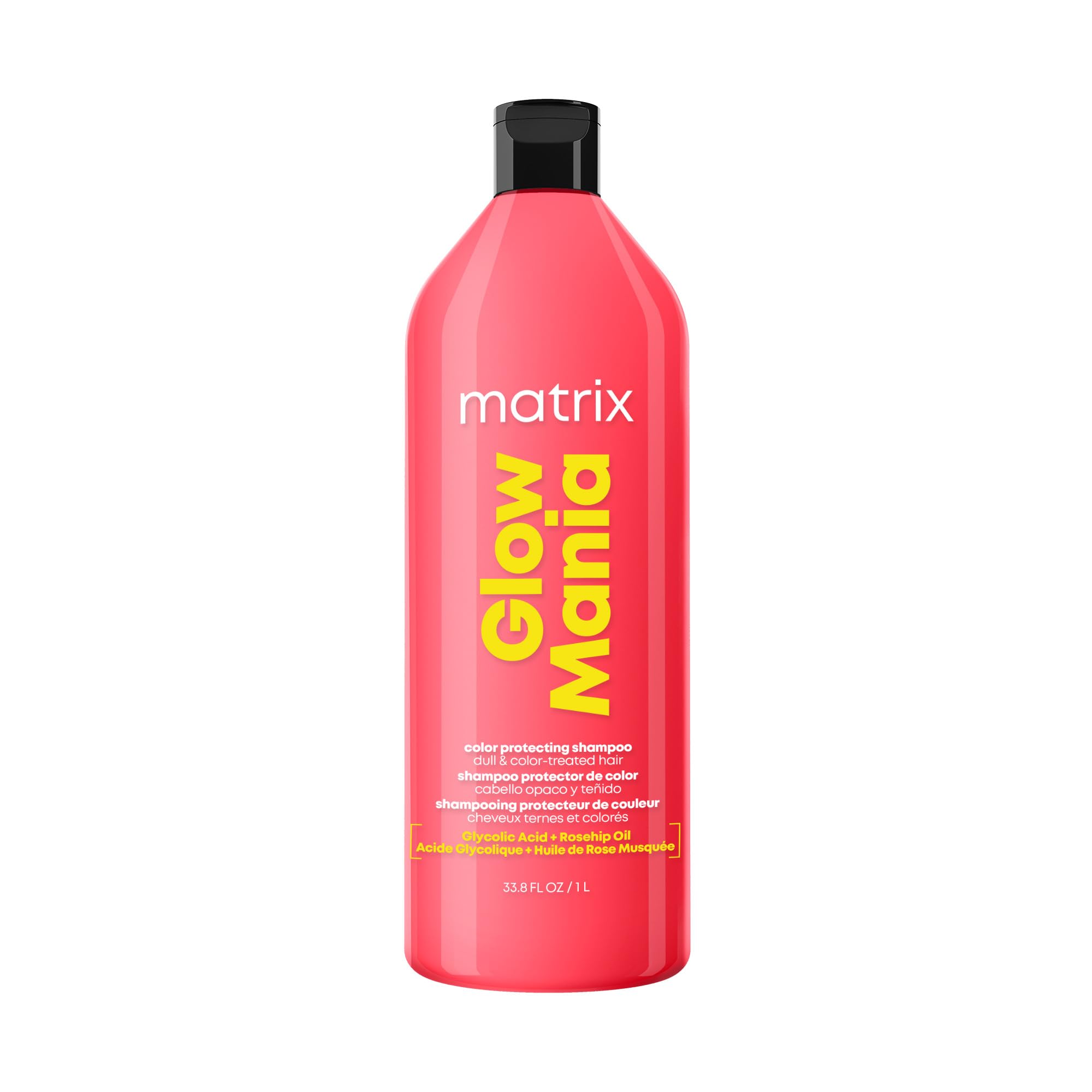 Photo 1 of MATRIX Glow Mania Shampoo - Enhances Shine and Moisturizes, Preserves and Protects Color Vibrancy, For Dull and Color-Treated Hair, Sulfate-Free, With Glycolic Acid & Rosehip Oil, 33.8 Fl Oz