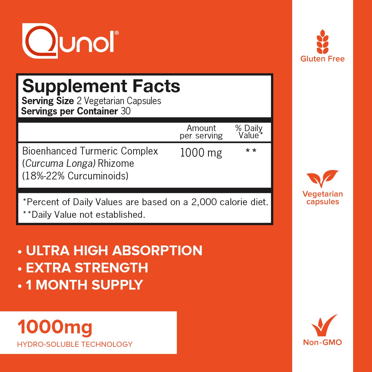 Buy Turmeric Curcumin Capsules, Qunol 1000mg Extra Strength Supplement