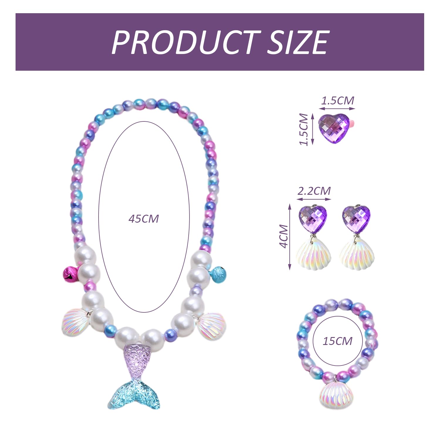 1 Set of Mermaid Jewelry, Necklace, Bracelet, Ring, Earrings, Mermaid Tail - Image 2