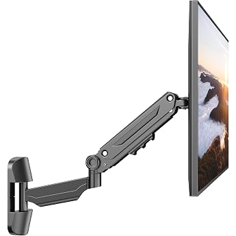 PUTORSEN 17-42 Inch Monitor Wall Mount for PC Monitor & TV Screen Monitor Mount Wall with Free Adjustment Gas Spring Height Adjustable Tiltable Rotatable Load 12 kg VESA 75/100