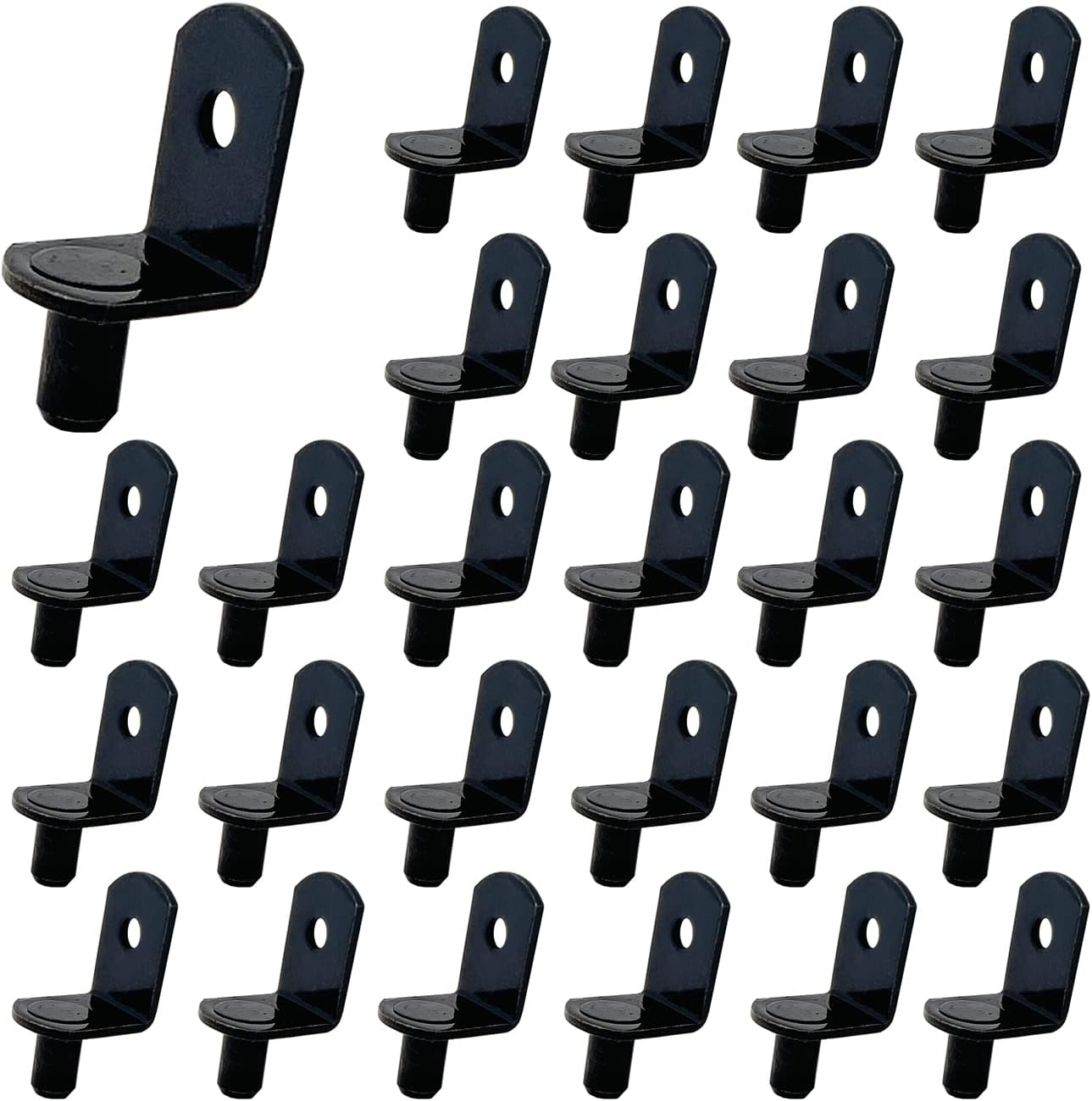 50 Pack Shelf Support Pegs, 6mm Metal Nickel L-Shaped Support Pegs with Hole, Cabinet Support Pins for Furniture Shelves Bracket