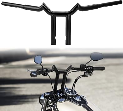 Wsays 10 Inch T-Bars Handlebar Sharp Compatible with Harley Sportster 883 1200 Softail Dyna Touring Road King 1996-2024, Gloss Black