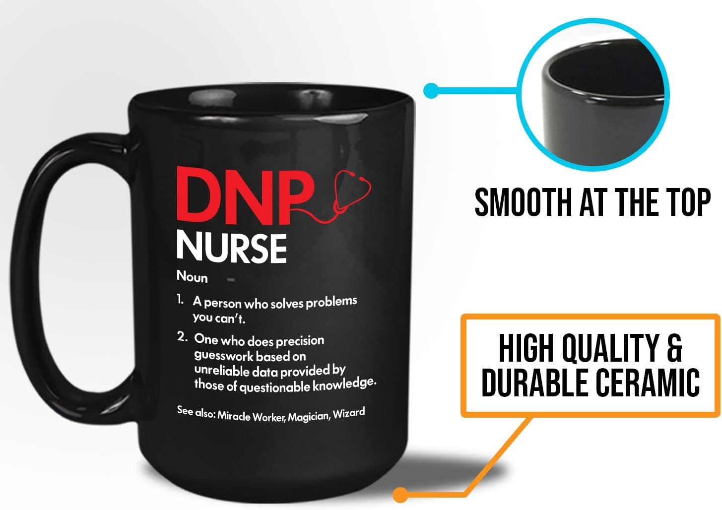 Bubble Hugs Nurse Coffee Mug 15oz Black - DNP Nurse Definition - Dictionary RN School Nursing Student Doctor Of Nursing Practice Occupation Hospital