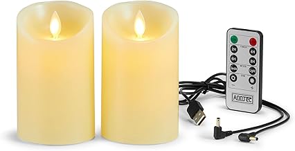 Candlelight, Set of 2, LED Candle, USB Rechargeable, Warm Light, Dedicated Remote Control, Auto Off Timer, Diameter 3.0 x Height 4.9 inches (7.5 cm) x Height 4.9 inches (12.5 cm)