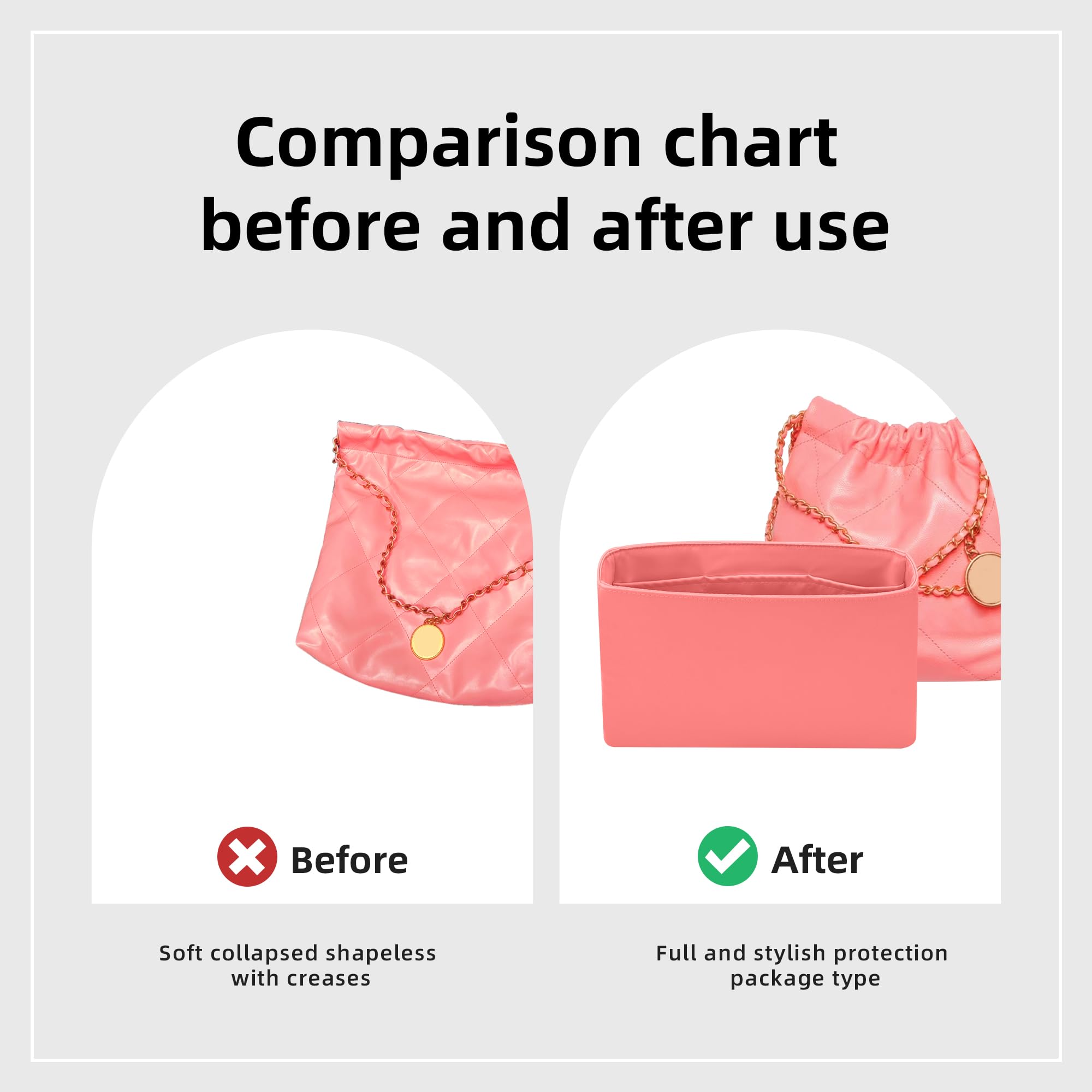 DGAZ Organizador Bolsas de Seda, Bolsos Organizador Ligera para bolso Chanel 22, Bolsa Organizadora de Lujo en Bolsa (Rose Lipstick, Small)