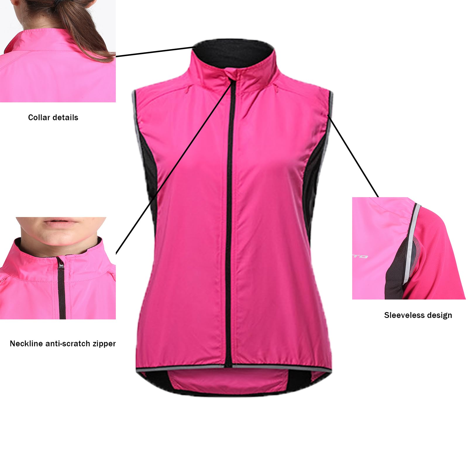 ARMAAN Gilet De Cyclisme Femme Réfléchissant, Respirant, Léger Et Imperméable, Haute Visibilité Sans Manches, Idéal Pour Le Vélo De Montagne Le Jogging Le Cyclisme Et La Course À Pied