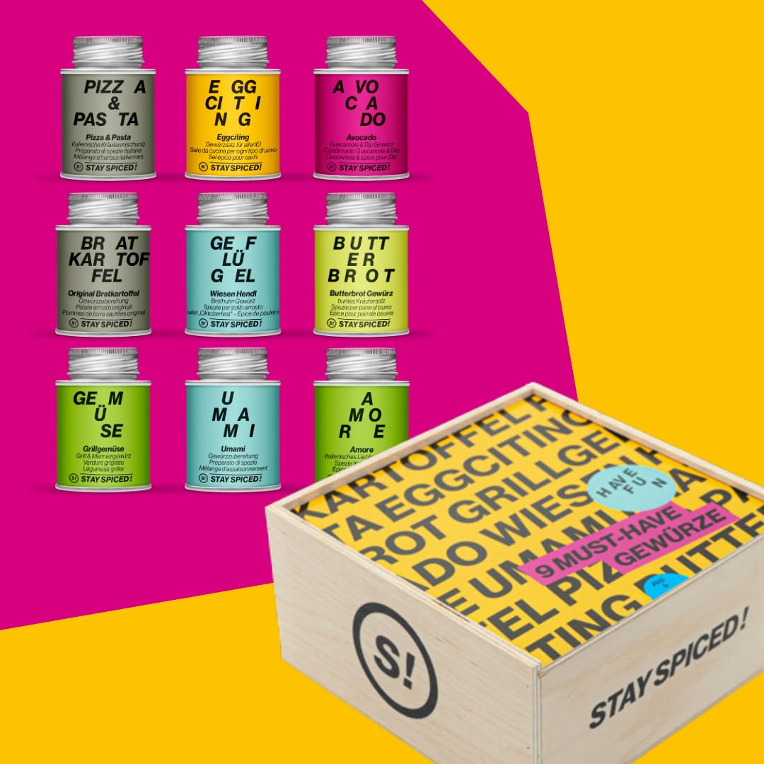 STAY SPICED! Top 9 | Premium Gewürzset in Holzbox mit 9 Gewürzen