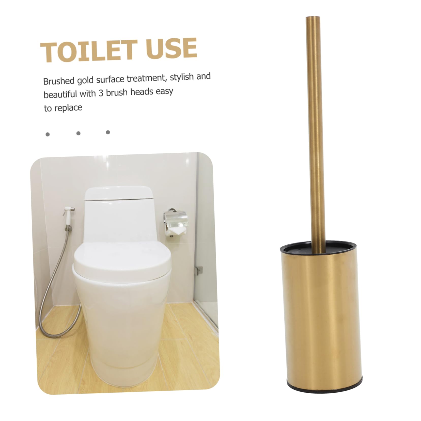 Didiseaon Portaescobillas de Baño de Acero Inoxidable, Cepillo de Inodoro con Soporte, Diseño Moderno, Secado Rápido y Mango Largo para Hotel y Centro Comercial