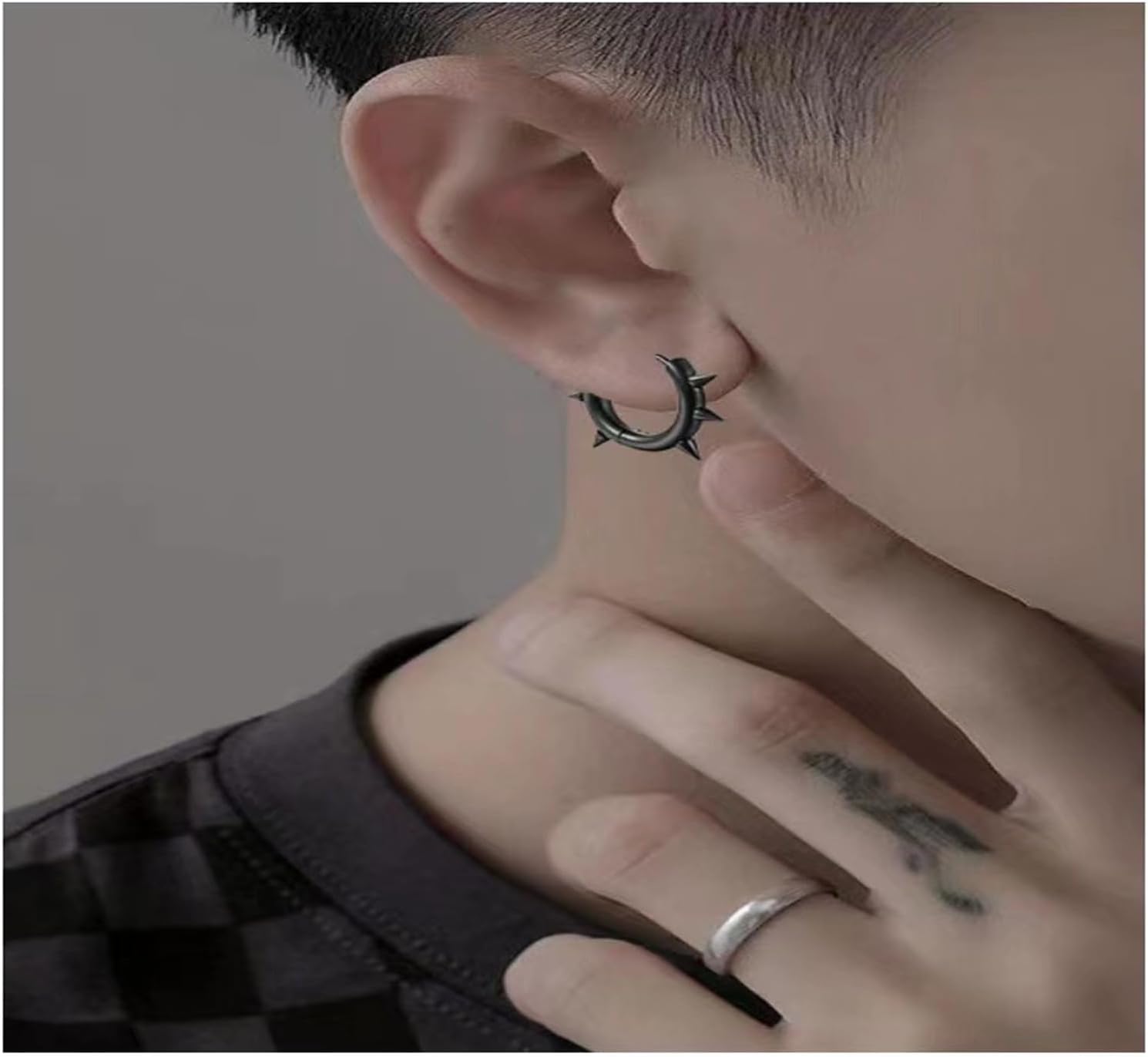 Stainless Steel Spike Hoop Earrings for Women Men Gold Silver Black Plated Punk Statement Gothic Rivet Awl Spike Circle Round Hypoallergenic Minimalist Huggie Hoop Earrings for Party Festival Jewelry Gifts - Image 2