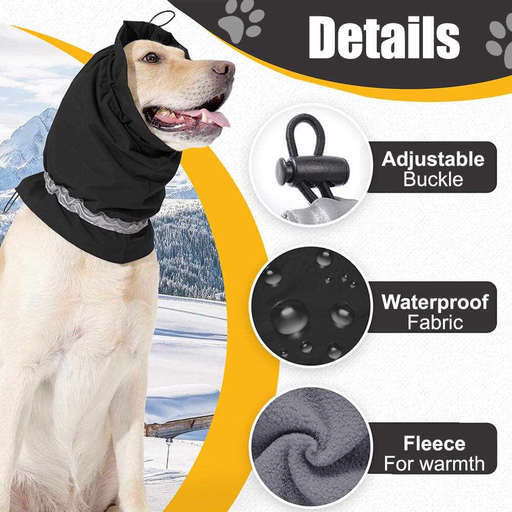 Cuffie per Antirumore Cani, Paraorecchie per Cane Impermeabili con Strisce Riflettenti, Copri Orecchie per Cani Alleviare Ansia, Calmante, Mantiene Caldo e Protegge Freddo