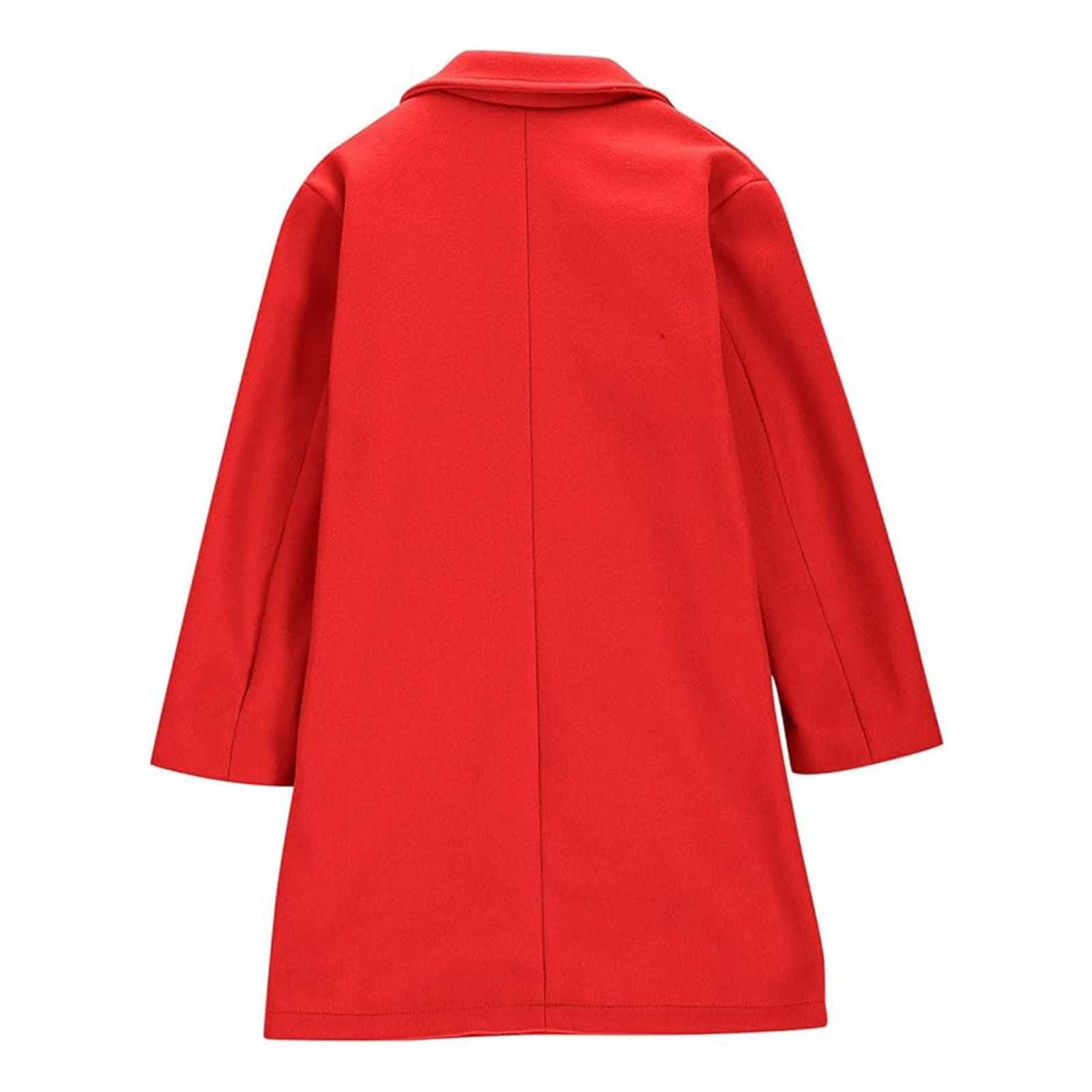 Abrigo Larga para Niñas y Niños,Abrigos de Lana Manga Larga de Cuello de Muesca con Botones Elegante Cálido Cómodo Gabardina con Bolsillos para Otoño e Invierno Ropa Adolescente 5-14 Años