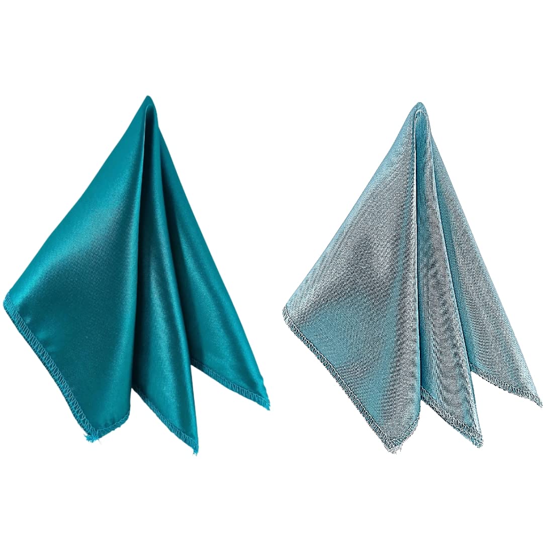 young arrow Satin Pocket Square for Men, Wedding Handkerchief for Suits, Blazers & Tuxedo, Men's Pocket Square Combo (Pack of 2) (Turquoise & Light Blue)-picture-12