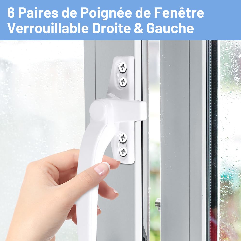 Colcolo 12 Pièces Poignées de Fenêtre Universelles Poignée de Verrouillage à Droite/Gauche