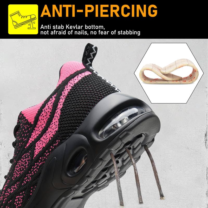 Scarpe Antinfortunistiche Uomo Donna Scarpe da Lavoro con Punta in Acciaio Leggere Air Cusion Scarpe da Lavoro Antinfortunistiche Anti-Smash Anti-Perforazione Traspiranti Antiscivolo Scarpe da Lavoro