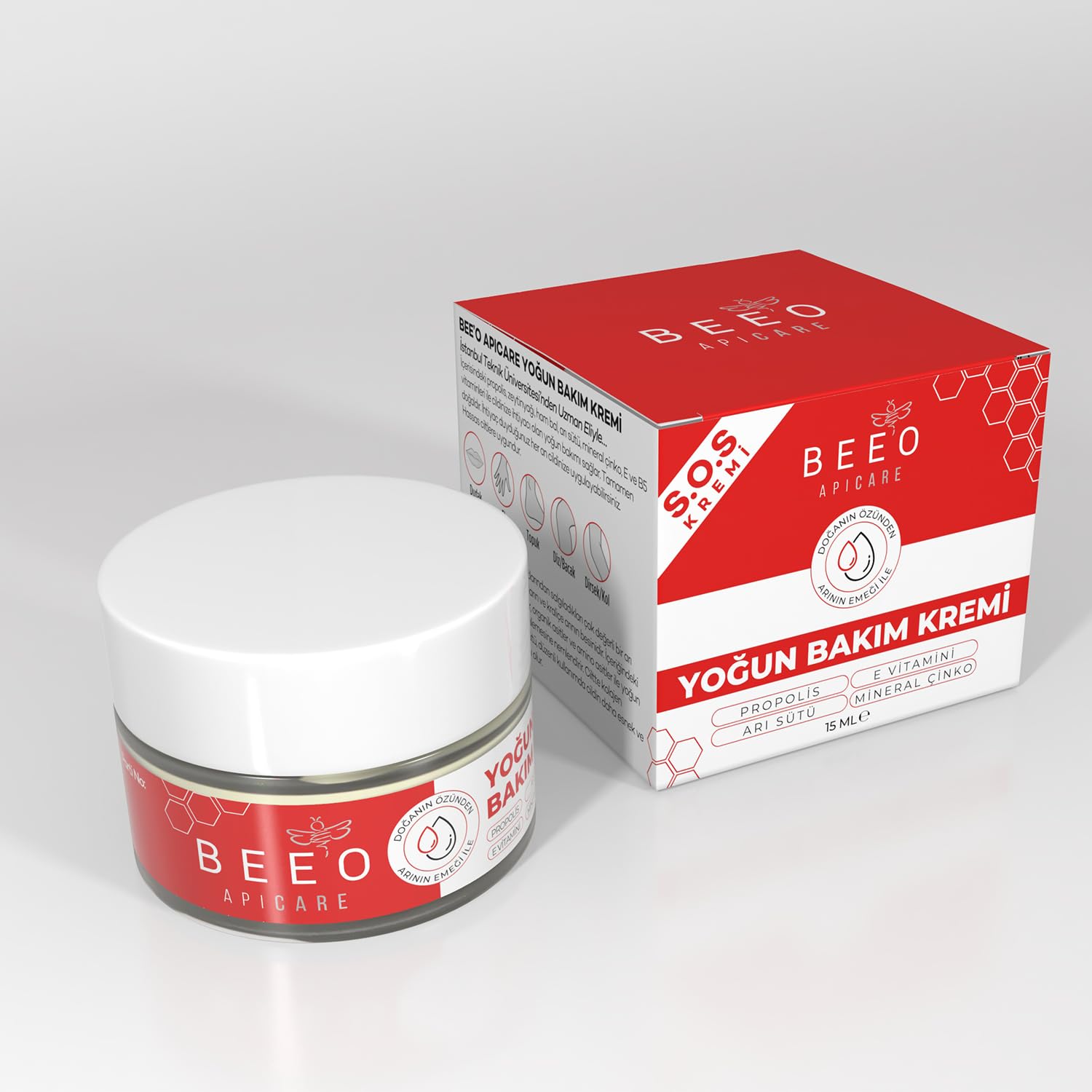 Bee'o S.O.S Yoğun Bakım Kremi, Propolis, Arı Sütü, E Vitamini , 15 ml