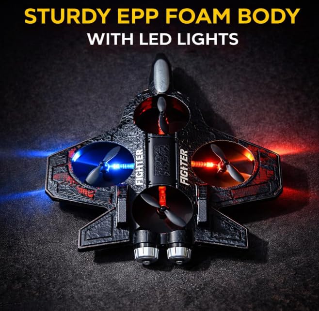 Image of RC Fighter Jet Airplane for Kids & Adults | Remote Control Flying Plane with LED Lights | Rechargeable Easy-to-Fly RC Aircraft (Color as per Stock)