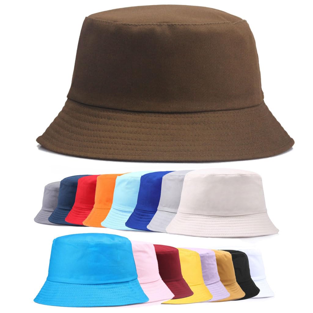 Van Der Linn Adults Cotton Bucket Hat Fishing Fisher Beach Festival Sun Creative (Brown)