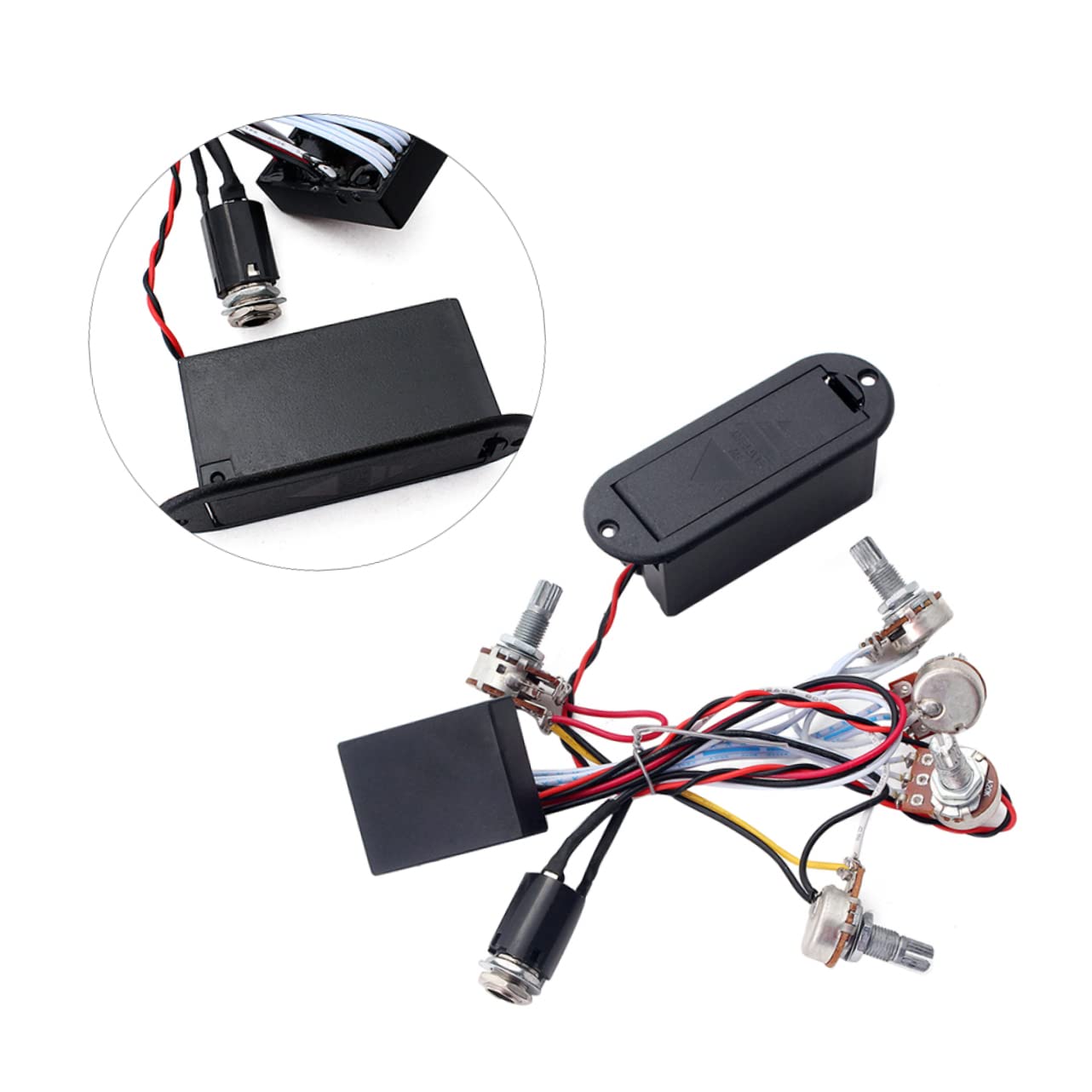 Mikikit 3stücke Band Equalizer Für Bassgitarre Eq Vorverstärker Mit Tonregelung Kabelbaum Und Aktiven Pickups Geeignet Für Verschiedene Bassgitarre-modelle Schwarz