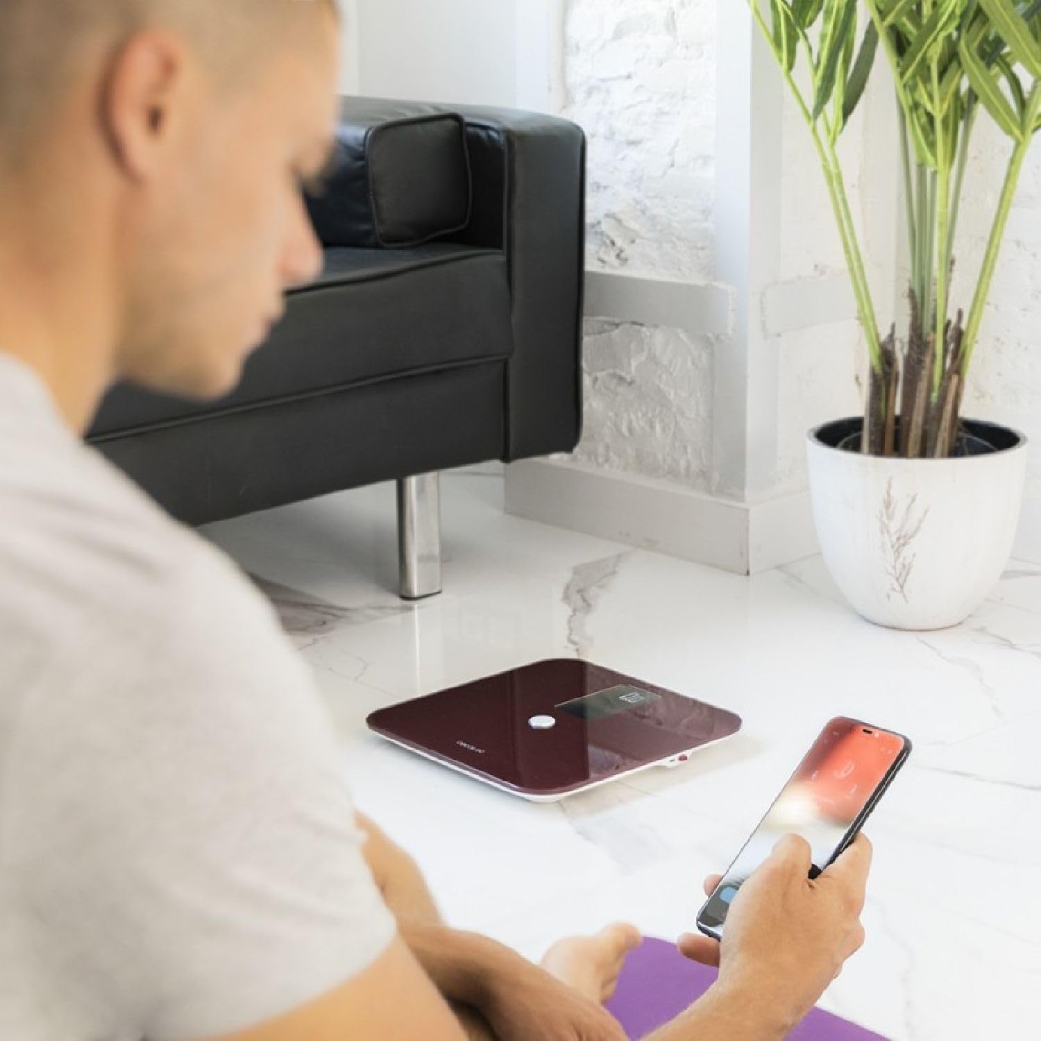 Cecotec Bilancia da Bagno Intelligente Surface Precision 10400 Smart Healthy Vision Garnet. Misurazione di Bioimpedenza, App, 15 Parametri