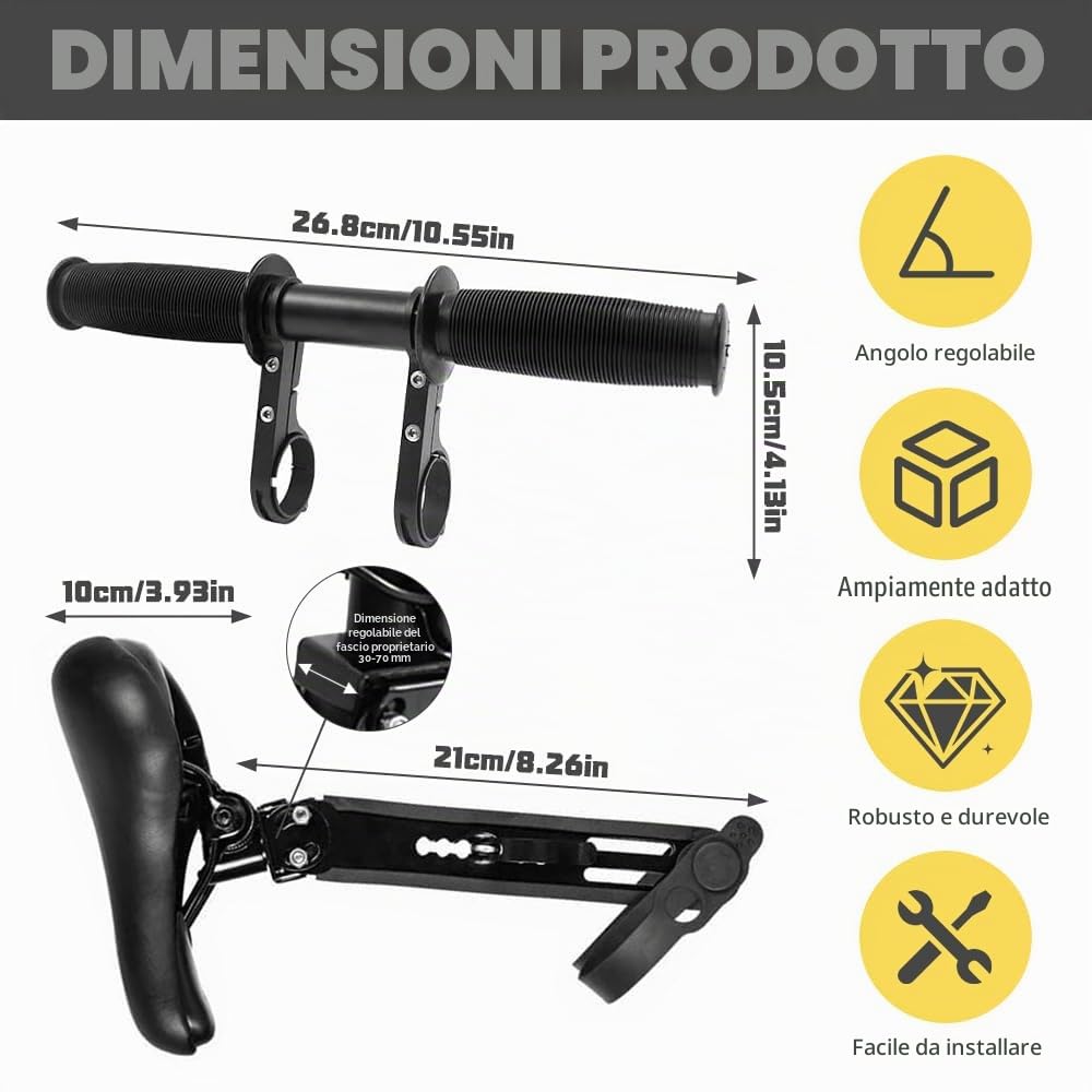 Mineup Seggiolino per Mountain Bike, Bike Seggiolini Anteriori per Bambini con Seggiolino Bici da Manubrio Facile da Smontare E Installare per 2-6 Anni Fino a 48 Libbre
