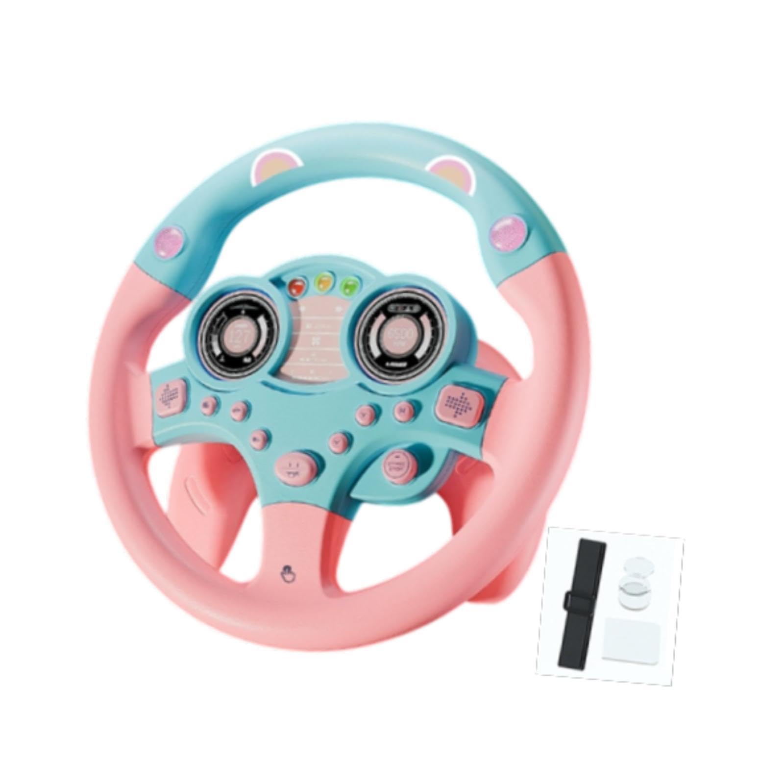 Volante Musicale, Simulatore di Guida per Bambini, Macchinina Giocattolo, Rosa