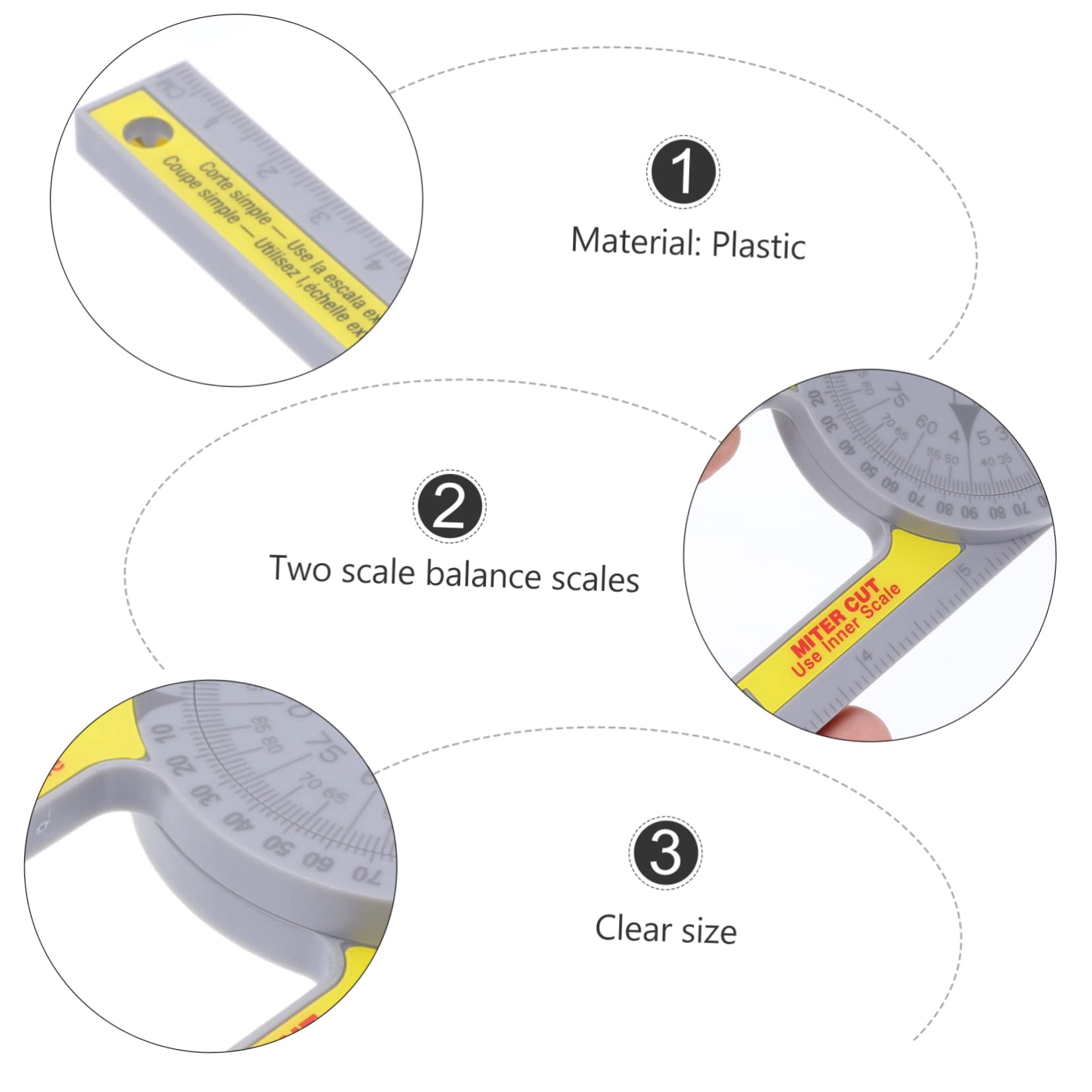 WOONEKY Angle Protractor Industry Protractor Ruler for Woodworking Digital Angle Ruler Carpentry Ruler Angle Measuring Ruler Miter Gauge Workworking Protractor Ruler for Carpenter Plastic