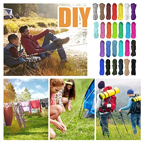 Paracord 4mm Seil Paracord 550, 26 Stück Nylonschnur für DIY Armband Lanyard Schlüsselbund Hundehalsband Hundeleine