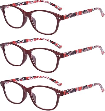 Reading Glasses 3 Pack, OWN4B Vintage Fashion Designer Floral Design Readers Eyeglasses Readingglasses for Women Men Unisex 3 Pack Floral Tea, 1.0