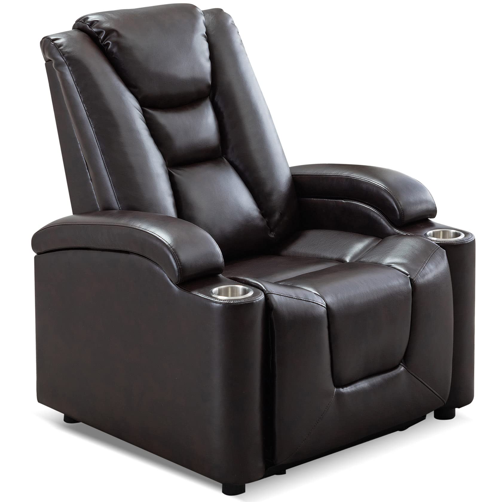 SuoANI Faux Leather Power Armrest Chair Recliner Sofa Home Theater Seating Modern Recliner Chairs with USB Charge Port and Cup Holders