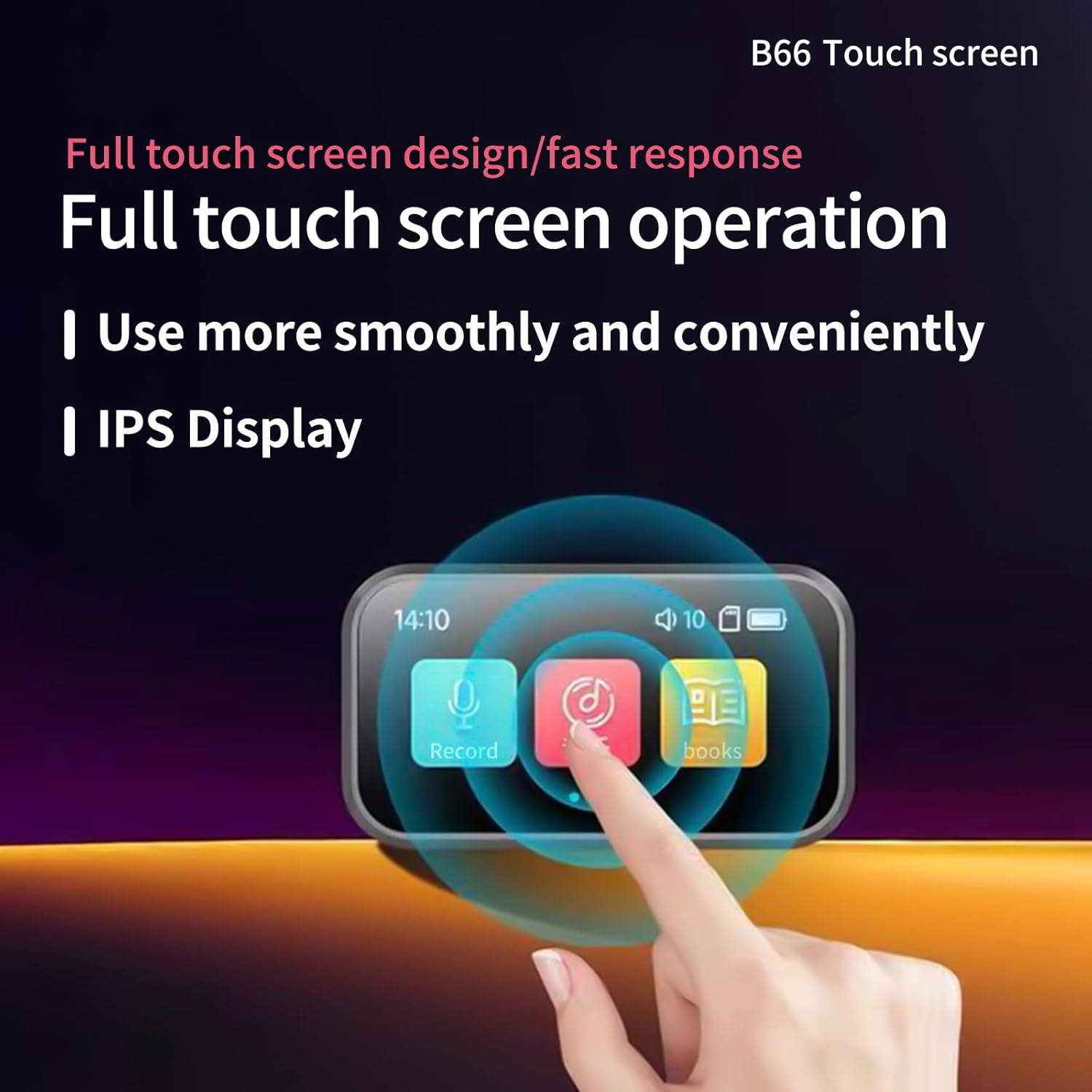 Pmjebe M6 MP3 Player showing touch screen operation