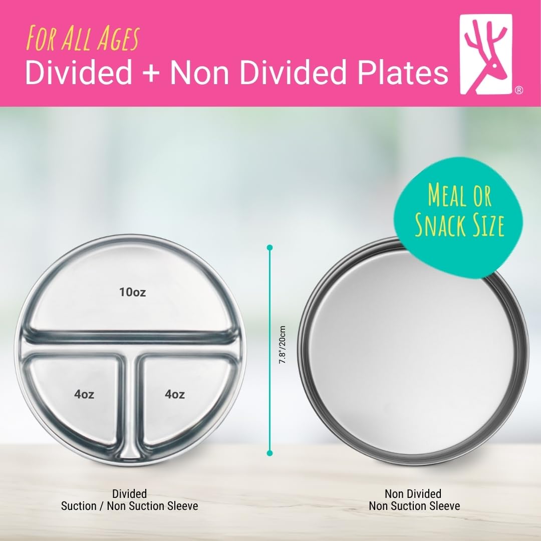 Elk and Friends Placa de acero inoxidable no dividida con funda normal