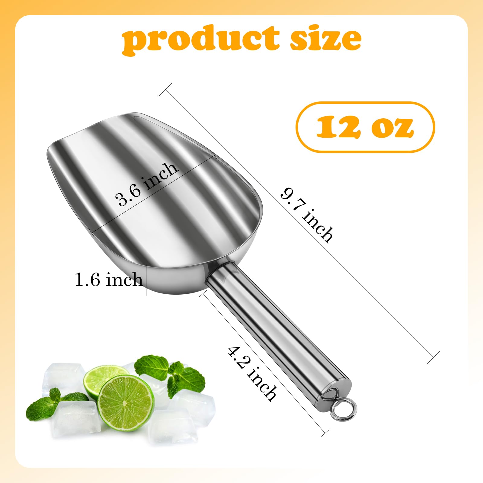 HUAKENER Stainless Steel Ice Scoop With Magnetic Hook For GE Profile Opal Ice Maker & Kitchen Use
