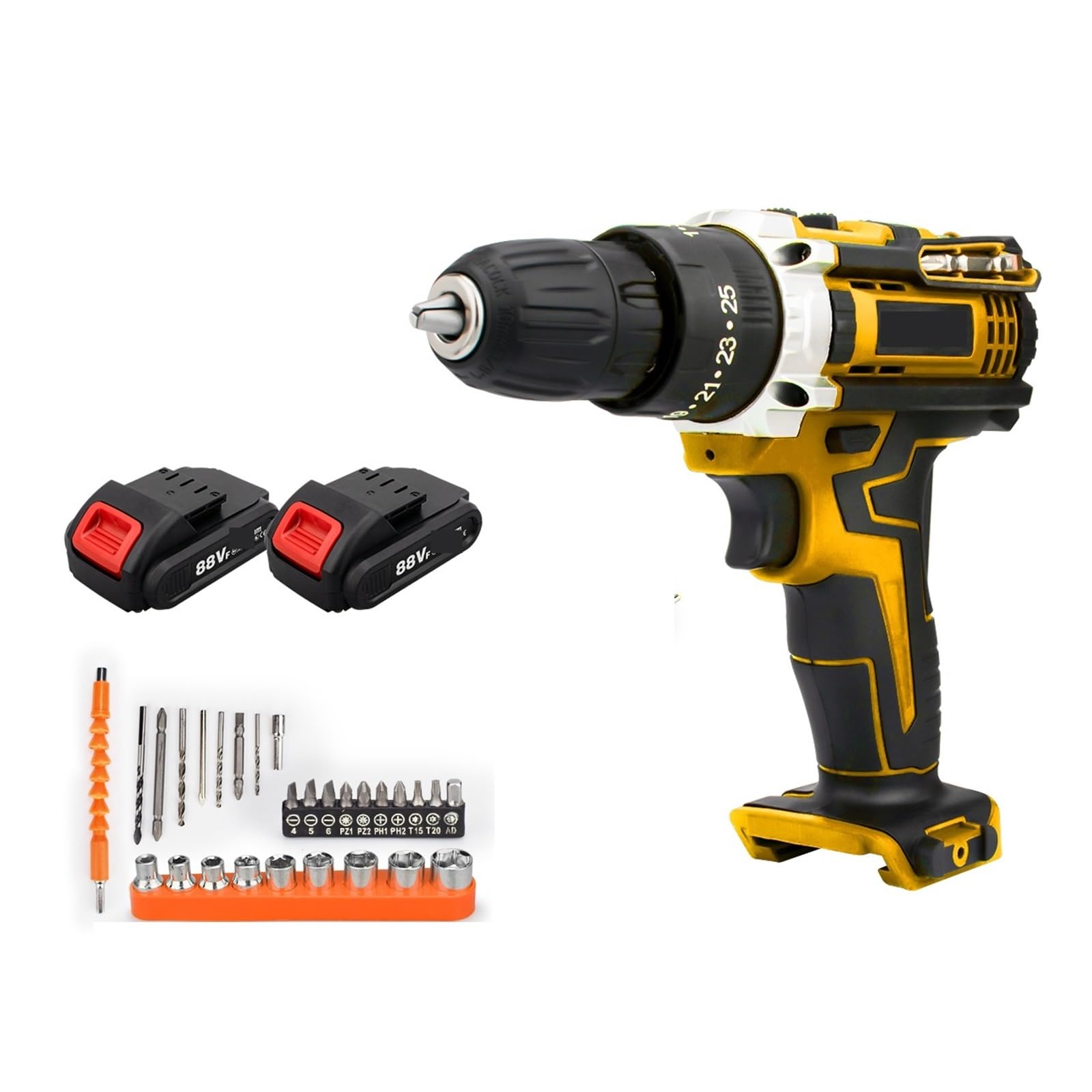 21V Cordless Drill Electric Screwdriver Impact Mini Wireless Power Driver DC Lithium-Ion Battery Tools Effortless and Multifunctional(2 Battery Type 5)
