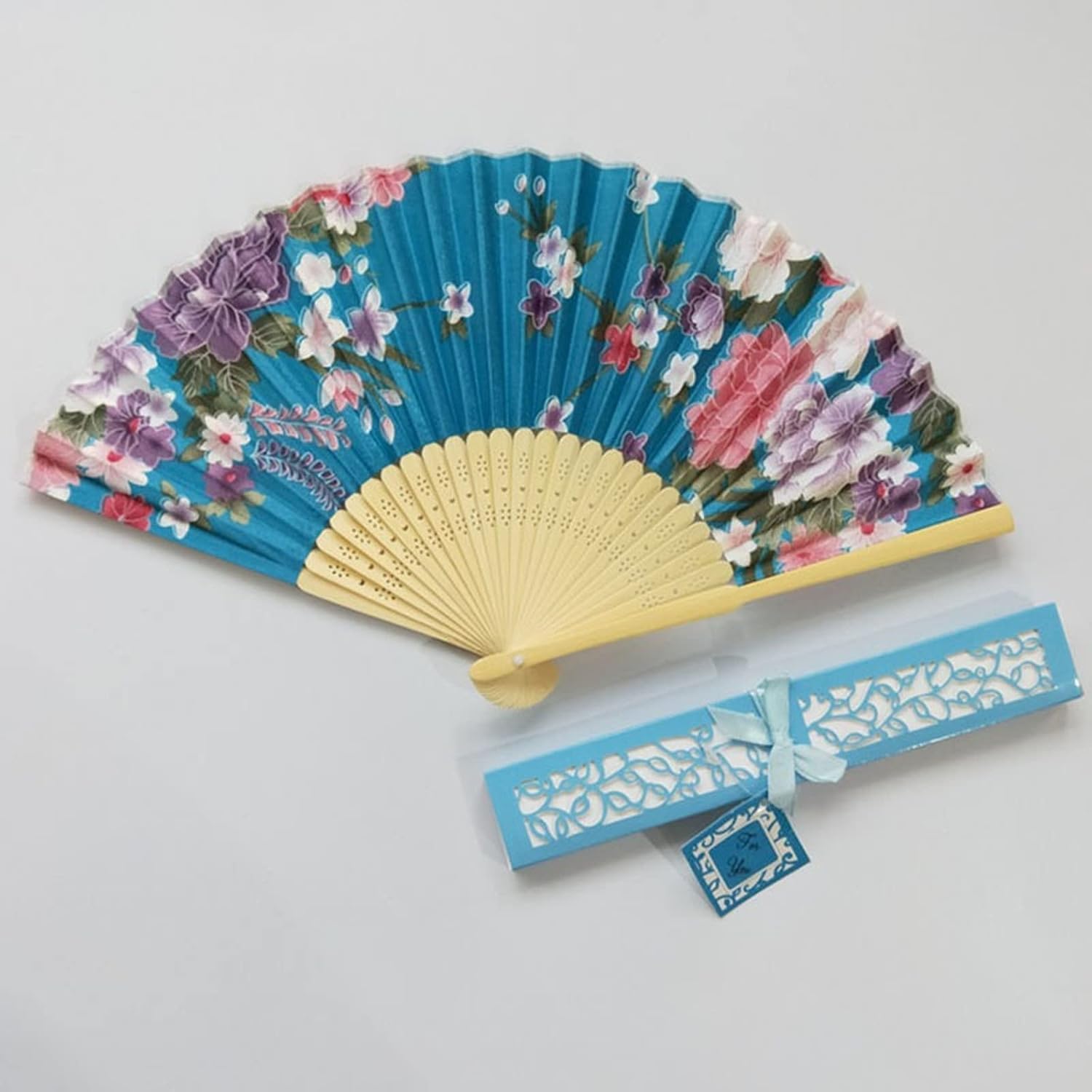 JFS Personalized Engraved Silk Hand Fan Wedding Fold Fan Vintage Fans Customized Wedding Favor Folding Hand Fan for Women Customized Floral Folding Fan Silk Hand Folding Fan (P,50Piece)