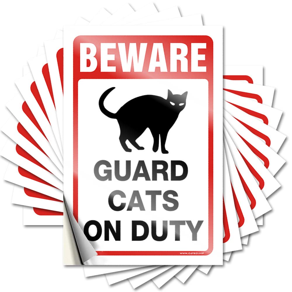 Beware! Guard Cats On Duty Stuff Race DIY | Golden Sticker Fun Removable Vinyl Sticker Decal(6X9CM)