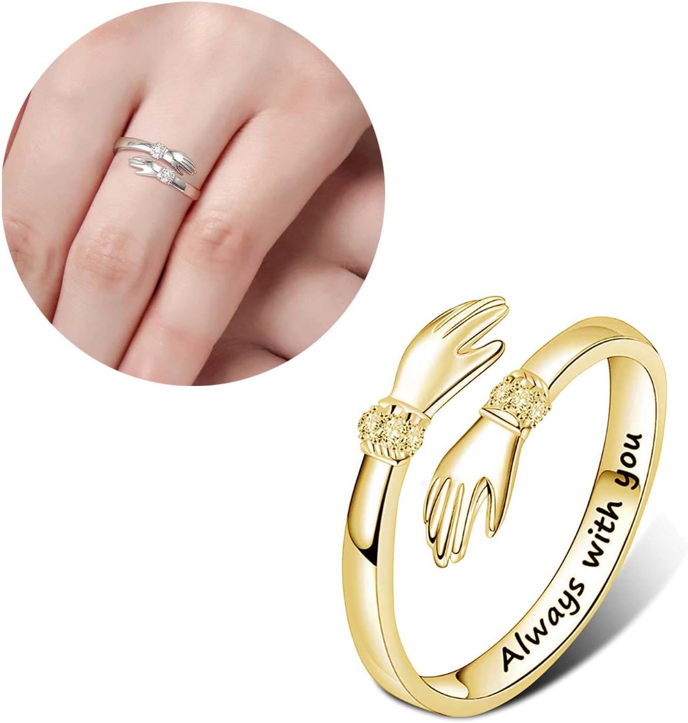 Hug Rings Adjustable Open Ring Women Temperament Personality Creative-Love Hug Ring for Lover Daughter Jewelry - Image 2