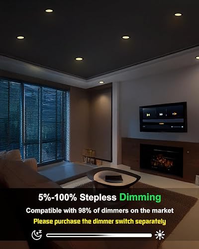 Miniatura 3 de zouzai Paquete de 6 luces de techo empotrables LED ultrafinas de 6 pulgadas 5CCT con caja de conexiones 2700K3000K3500K4000K5000K seleccionables, 12