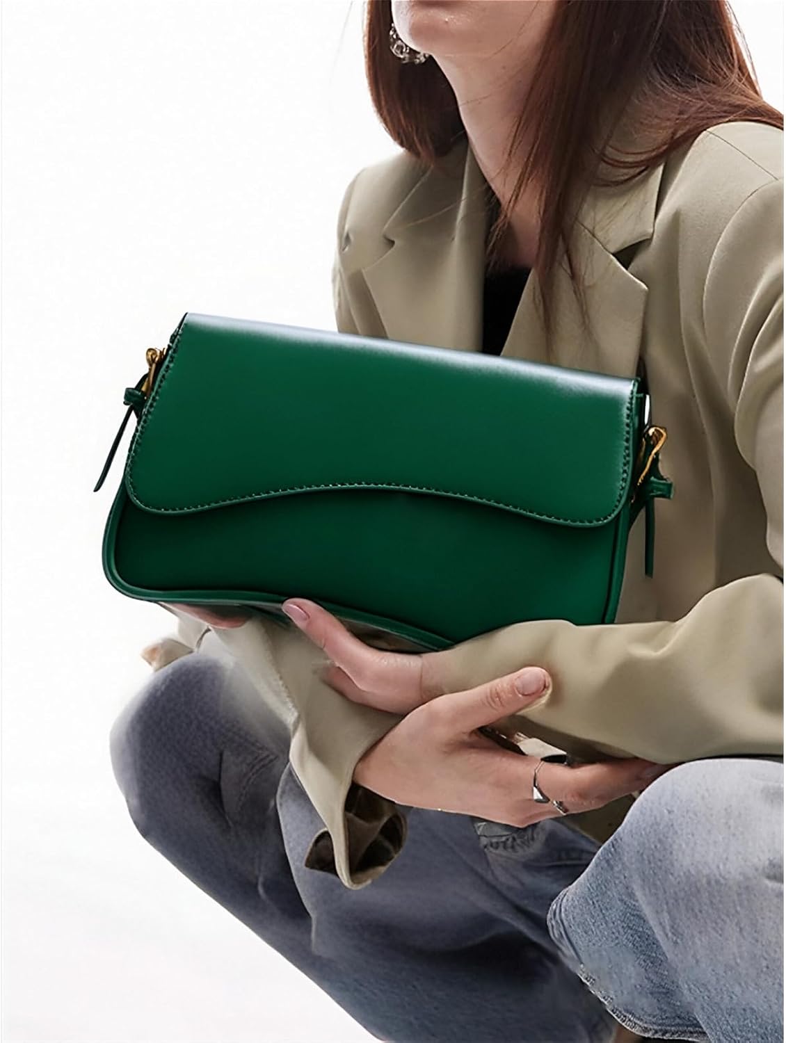 Shoulder Bag for Women Y2K Trendy Purse Vegan Leather Hobo Handbags Clutch Saddle Bag with 2 Removable Strap - Image 2