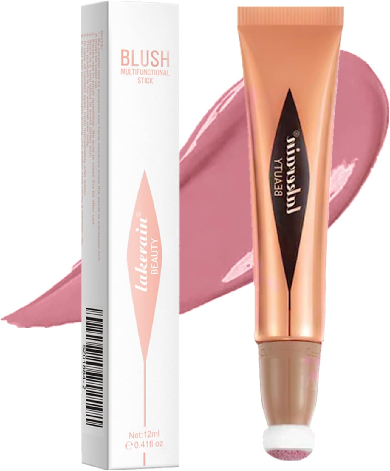 Go Ho Liquid Blush Beauty Wand, Soft Cream Blush Makeup with Cushion Applicator, Easy to Blend & Long Lasting, Smooth Natural Dewy Finish in 02 Happy Rose