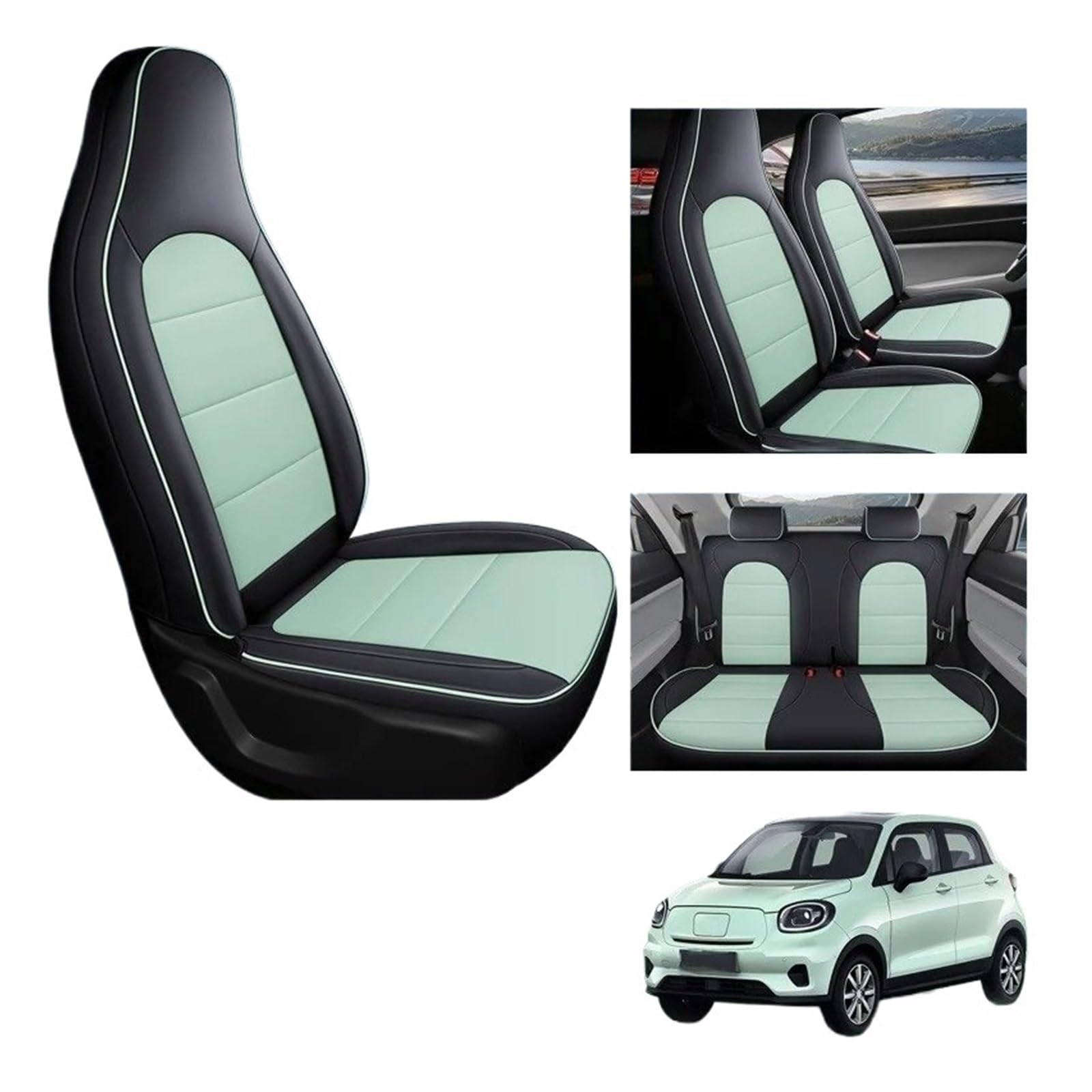 Ensemble Housses Siège Voiture pour Leapmotor T03 Véhicule Design À Couverture Complète Housses De Siège De Voiture À Cinq Places(Black)