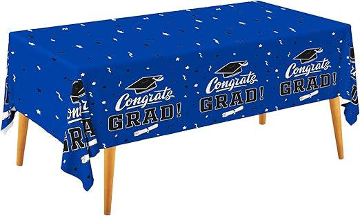 Graduation Decorations 2025, Gongrats Grad Tablecover for Graduation Party Supplies, 3 pcs Class Blue Table Cloths, 54"x108"
