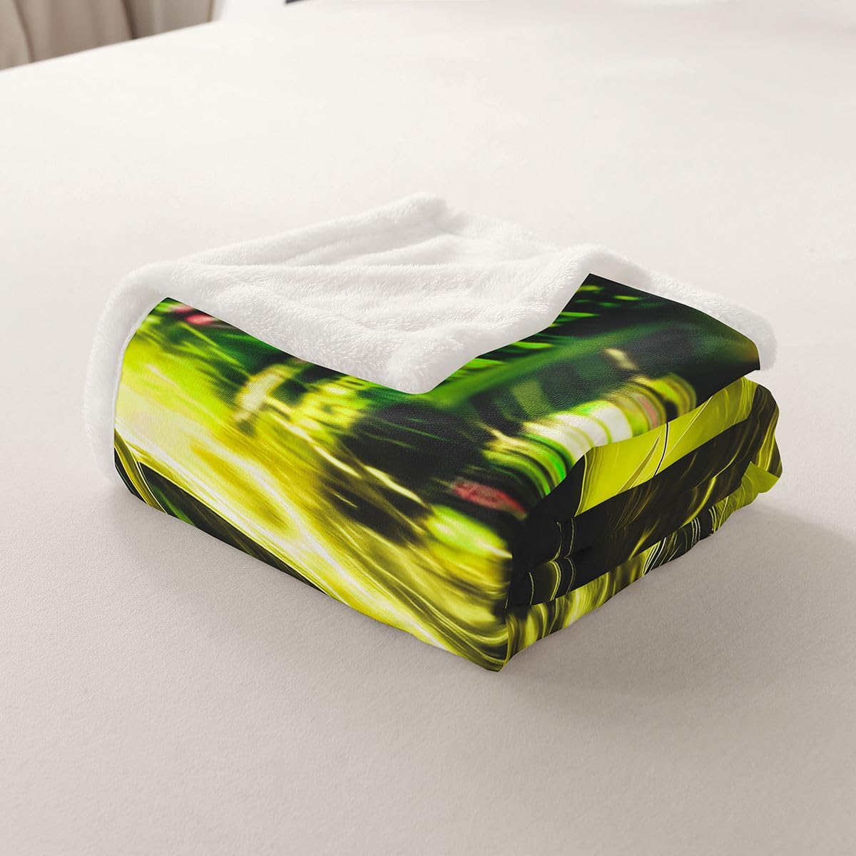 Homewish Żółty koc polarowy do samochodu, 229 x 229 cm, Speed Racing Car, ciepły, pluszowy koc sherpa, sporty ekstremalne, dla kochanka, puszysty, pluszowy, rozjaśniający łóżko, sofę i kanapę