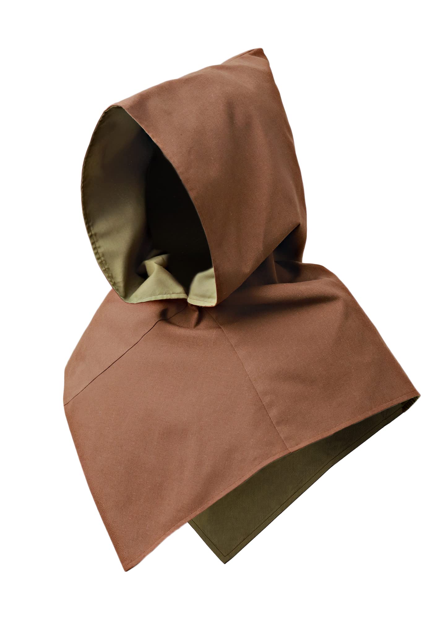 PROCOSMedieval Cowl Hat Linen Pointed Hem Hooded Cloak Cape With Lining Halloween Cosplay Accessory