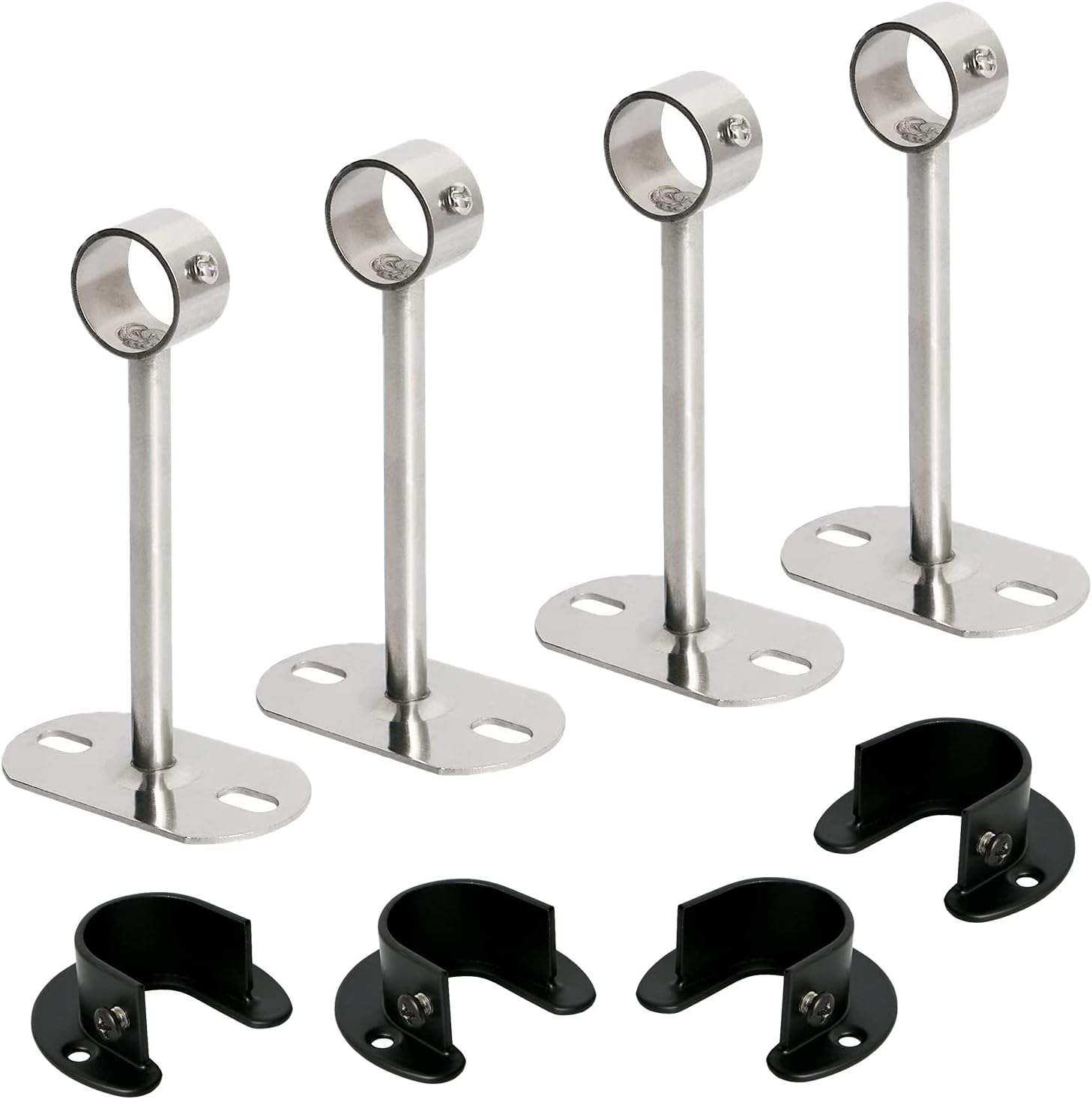 Aopin Closet Rod Brackets 32mm / 1-1/4" Curtain Rod Ceiling-Mount Brackets Rod End Supports Flange Rod Holder Brackets Stainless Steel Brushed Finish, Polished End Supports Brackets with Screws